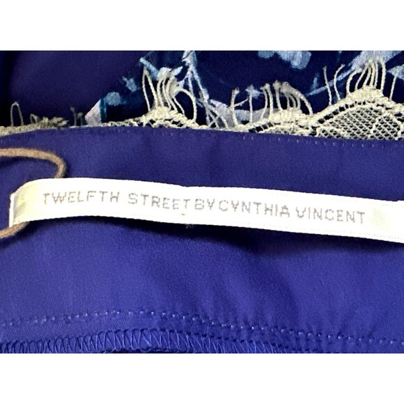 Twelfth Street by Cynthia Vincent Small Navy Floral Silk Maxi Dress Coastal Chic - Picture 7 of 16